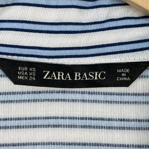 ZARA Womens XS Striped Button Up Wrap Dress With Belt Long Sleeve Business - Picture 3 of 11